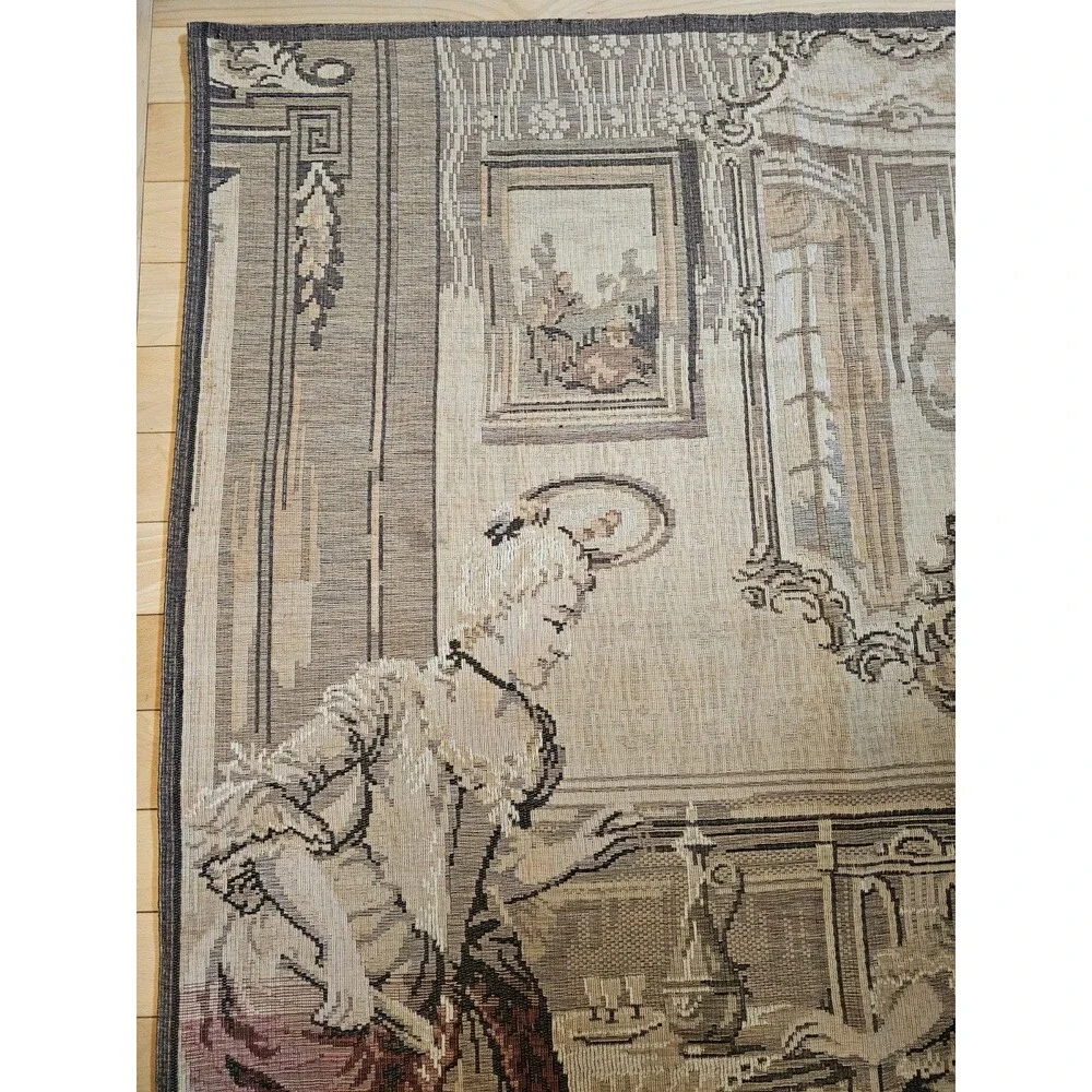 Vintage Made in Belgium Tapestry Wall Hanging Woven  36.5 x 98 inches